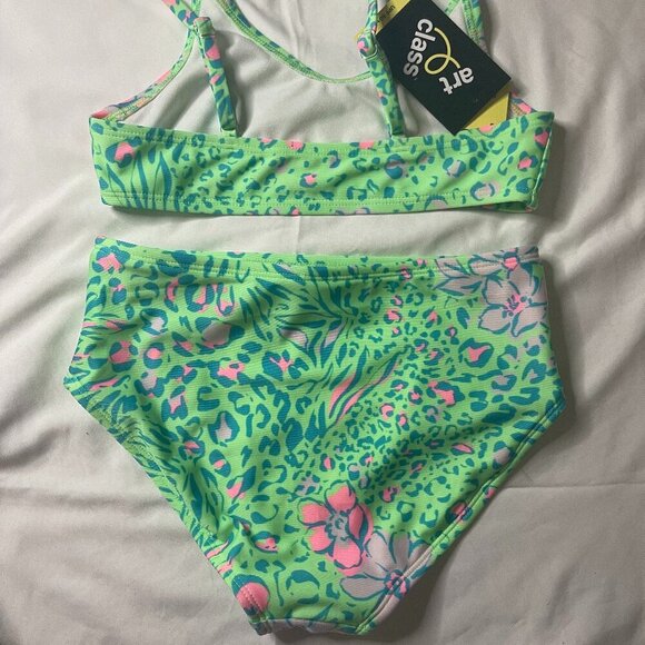 Art class for Girls Floral Green Bikini Set M (8) - Swimwear with tropical print - Picture 2 of 6
